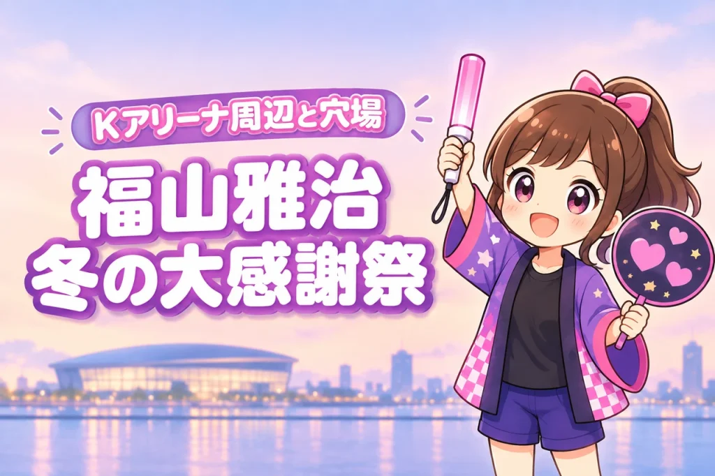 福山雅治「冬の大感謝祭 其の二十四」Kアリーナ横浜公演のホテルはどこがいい？周辺宿と穴場エリアを紹介（記事のアイキャッチ画像）