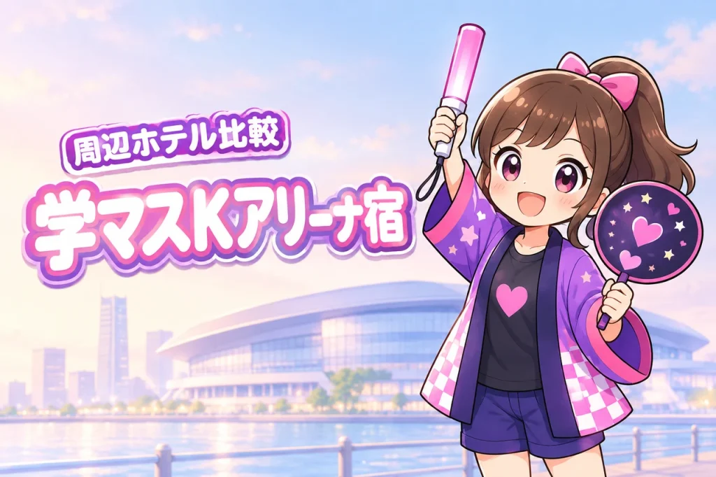 THE IDOLM@STER「学園アイドルマスター」Kアリーナ横浜公演のホテルはどこがいい？周辺宿と穴場エリアを紹介（記事のアイキャッチ画像）