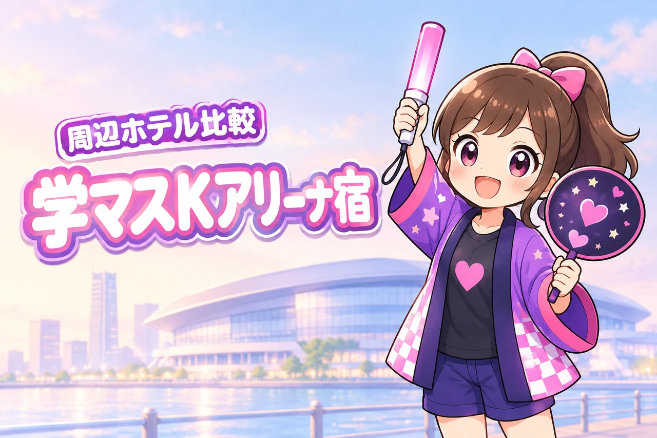 THE IDOLM@STER「学園アイドルマスター」Kアリーナ横浜公演のホテルはどこがいい?周辺宿と穴場エリアを紹介(記事のアイキャッチ画像)