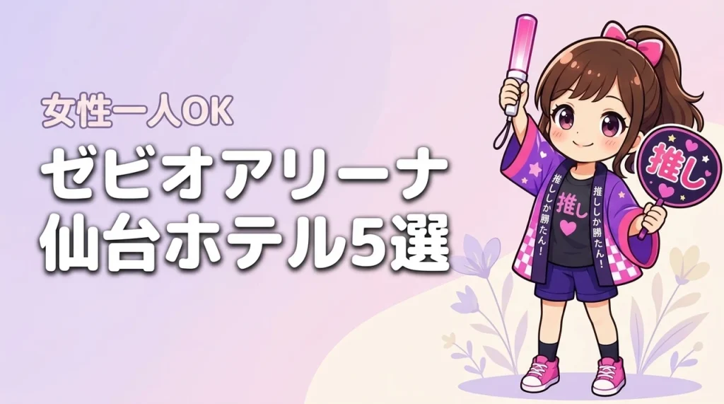 ゼビオアリーナ仙台周辺で女性一人におすすめのホテル5選！ライブ遠征でも泊まりやすい宿を紹介（記事のアイキャッチ画像）